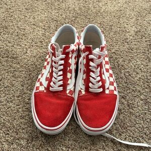 Vans Red and White Checkered Sneakers